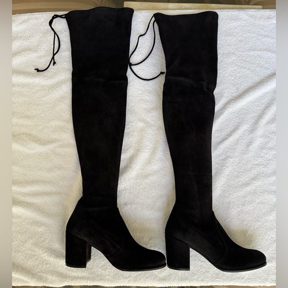 Stuart Weitzman Tieland Over-The-Knee Black Suede Boots - Picture 4 of 11